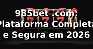 985bet .com: Plataforma Completa e Segura em 2026 🎯